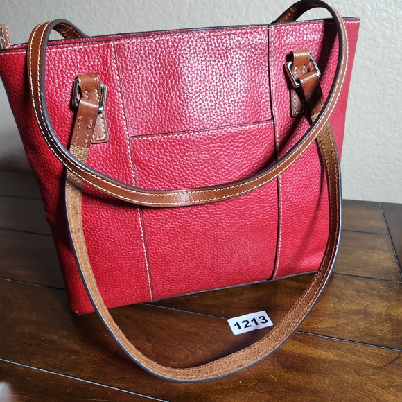 Dooney & Bourke Lexington Red Pebble Leather Tote Bag - Picture 3 of 16
